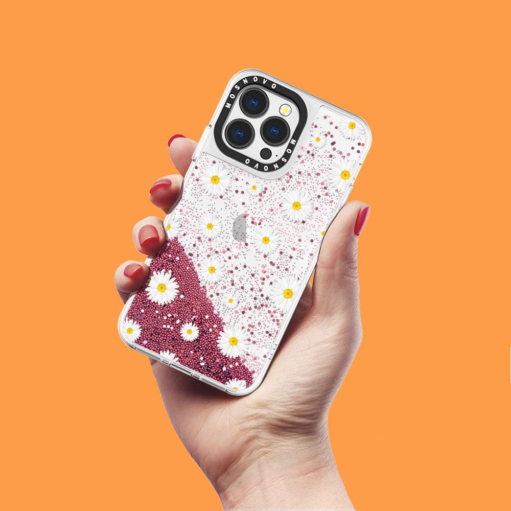 Daisy Floral Flower Glitter Phone Case - iPhone 13 Pro Case - MOSNOVO