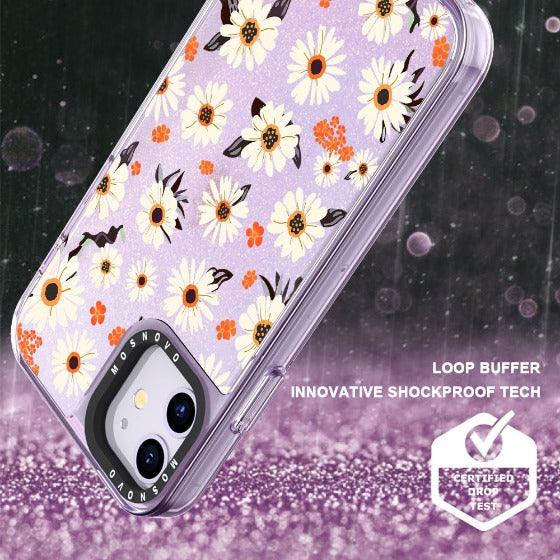 Daisy Floral Glitter Phone Case - iPhone 11 Case - MOSNOVO
