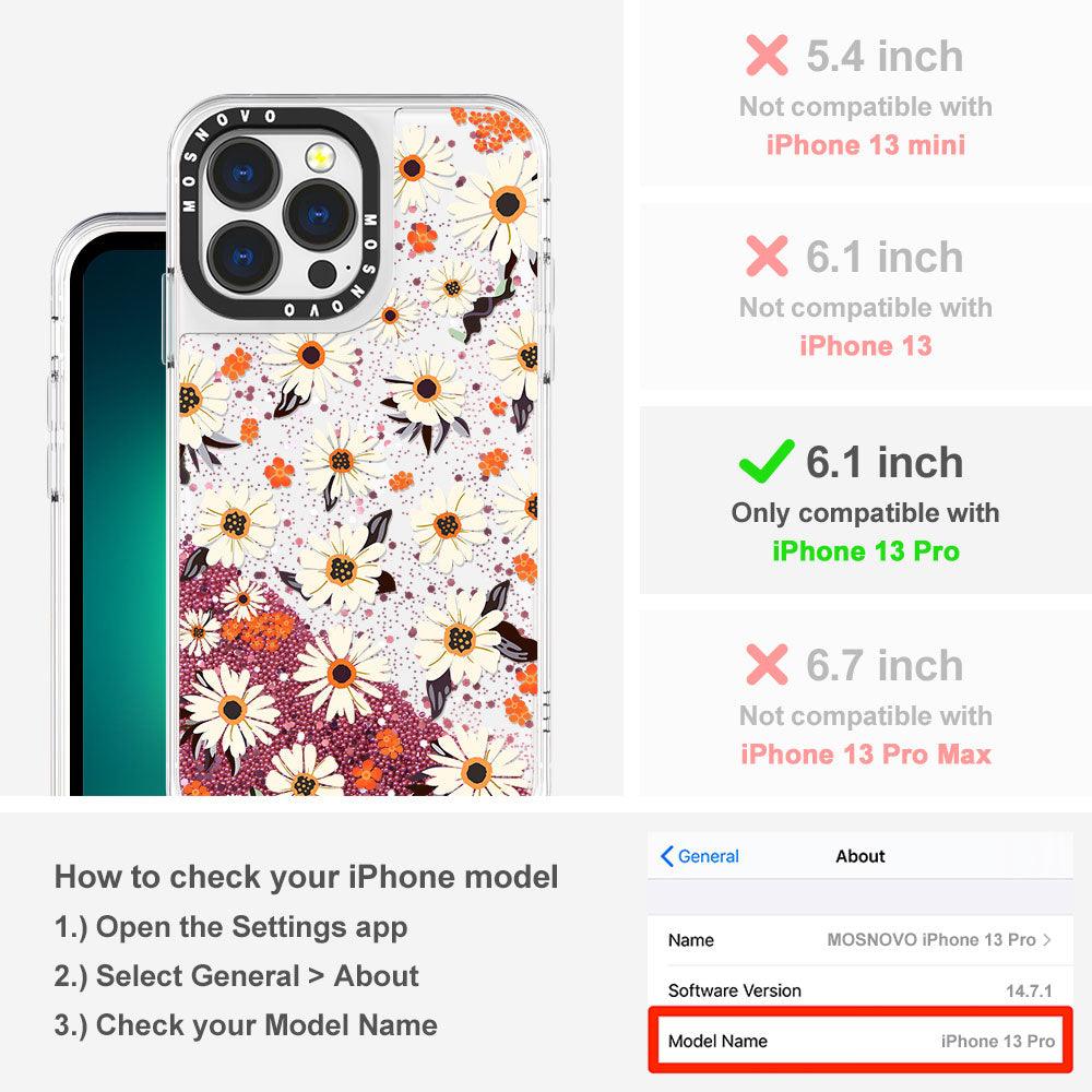 Daisy Floral Glitter Phone Case - iPhone 13 Pro Case - MOSNOVO