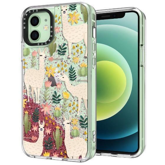 Desert Llama Glitter Phone Case - iPhone 12 Case - MOSNOVO