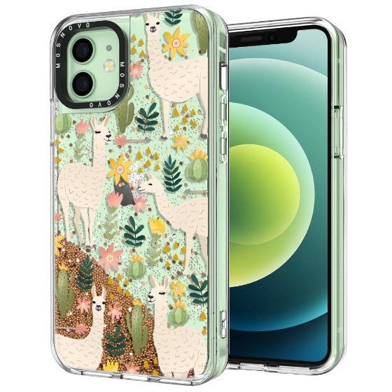 Desert Llama Glitter Phone Case - iPhone 12 Case - MOSNOVO