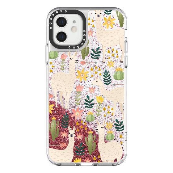Desert Llama Glitter Phone Case - iPhone 12 Mini Case - MOSNOVO