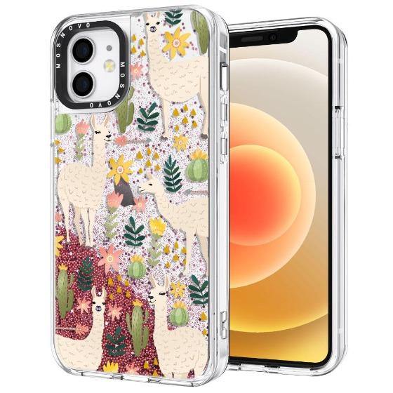 Desert Llama Glitter Phone Case - iPhone 12 Mini Case - MOSNOVO