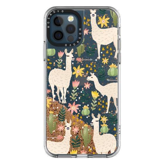 Desert Llama Glitter Phone Case - iPhone 12 Pro Case - MOSNOVO
