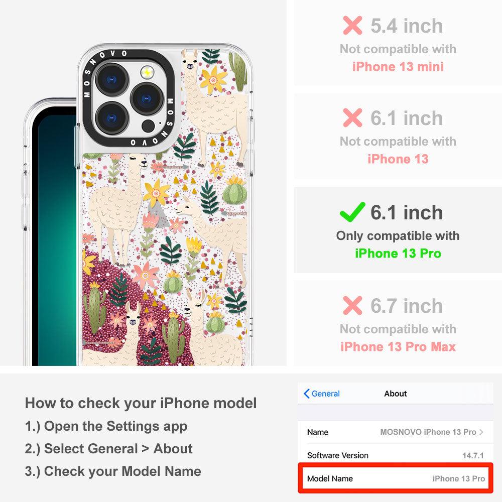 Desert Llama Glitter Phone Case - iPhone 13 Pro Case - MOSNOVO