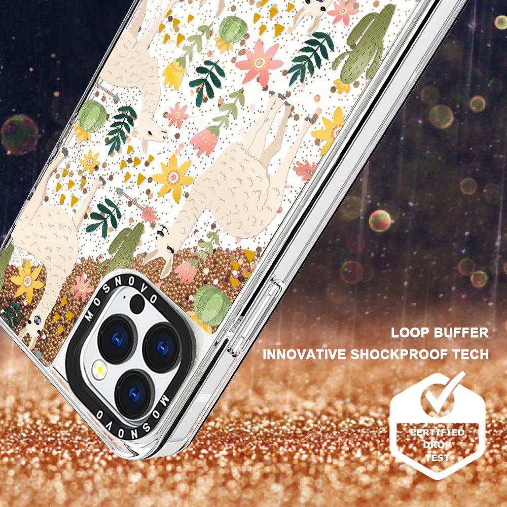 Desert Llama Glitter Phone Case - iPhone 13 Pro Case - MOSNOVO