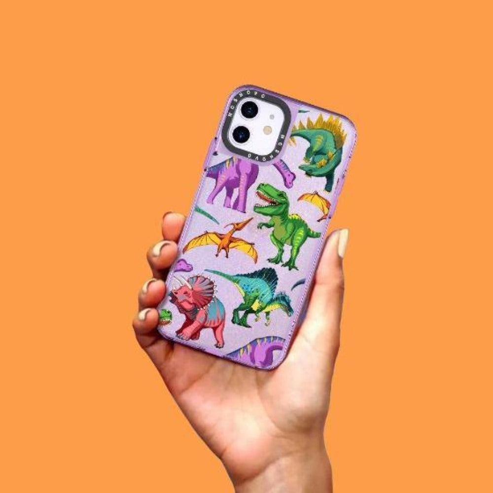 Dinosaur World Glitter Phone Case - iPhone 11 Case - MOSNOVO