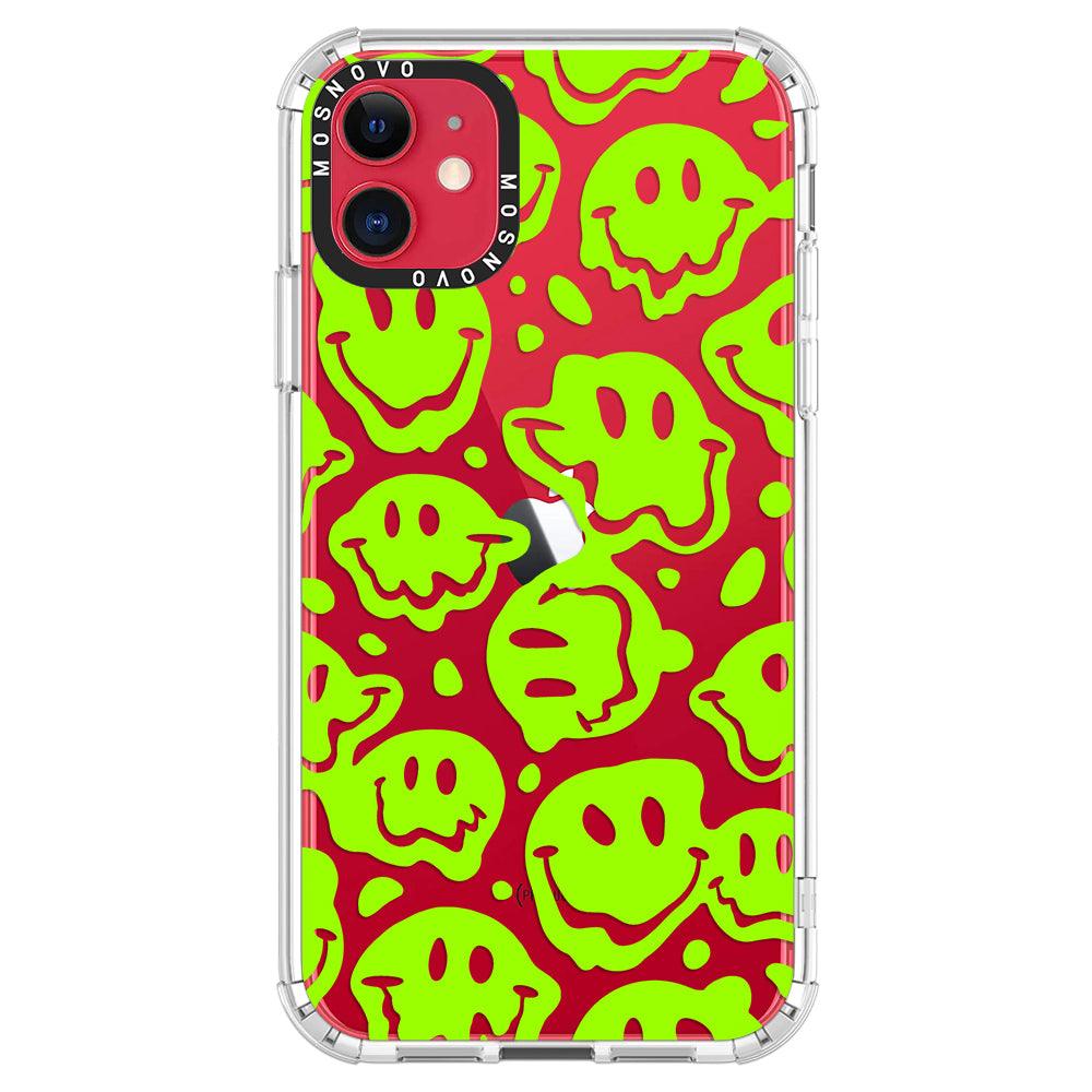 Distorted Green Smiles Face Phone Case - iPhone 11 Case - MOSNOVO