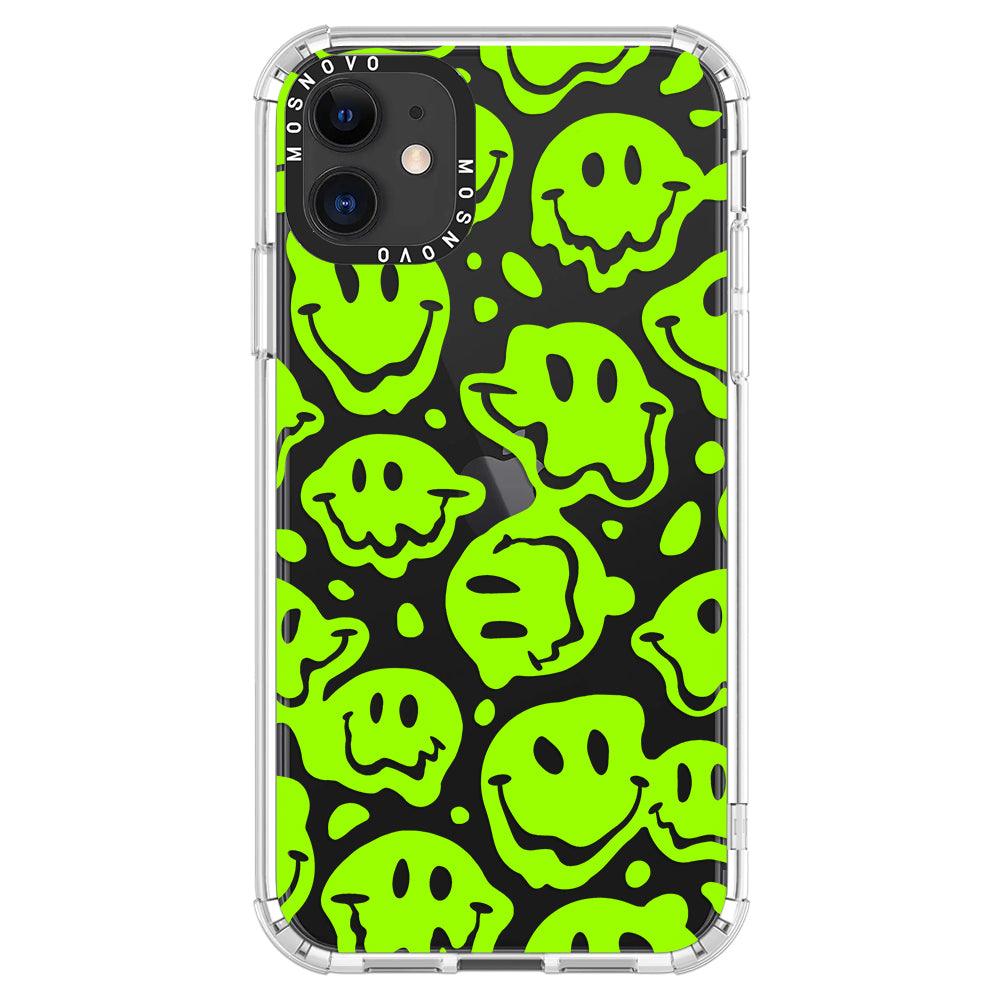 Distorted Green Smiles Face Phone Case - iPhone 11 Case - MOSNOVO