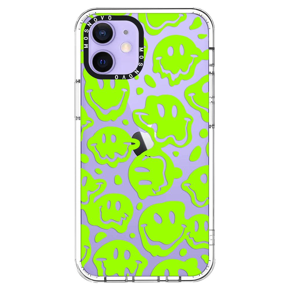 Distorted Green Smiles Face Phone Case - iPhone 12 Case - MOSNOVO