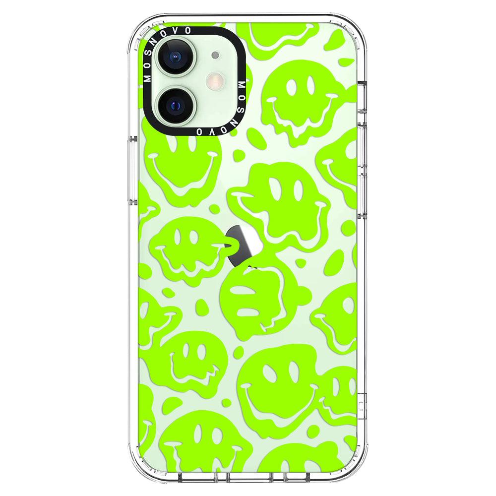 Distorted Green Smiles Face Phone Case - iPhone 12 Mini Case - MOSNOVO