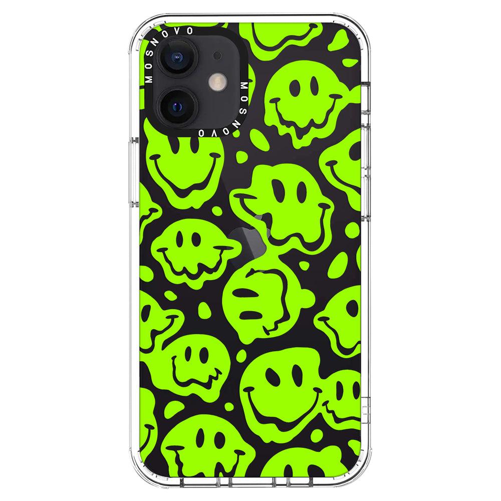 Distorted Green Smiles Face Phone Case - iPhone 12 Mini Case - MOSNOVO