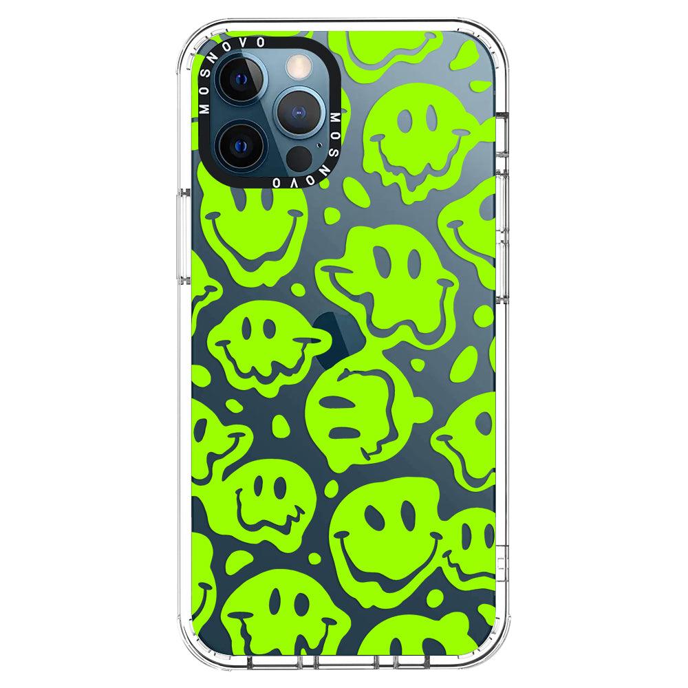 Distorted Green Smiles Face Phone Case - iPhone 12 Pro Case - MOSNOVO