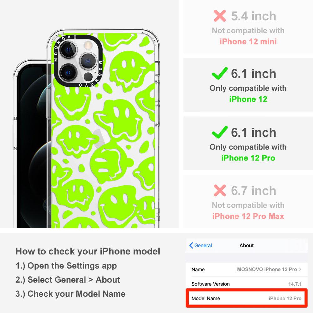Distorted Green Smiles Face Phone Case - iPhone 12 Pro Case - MOSNOVO