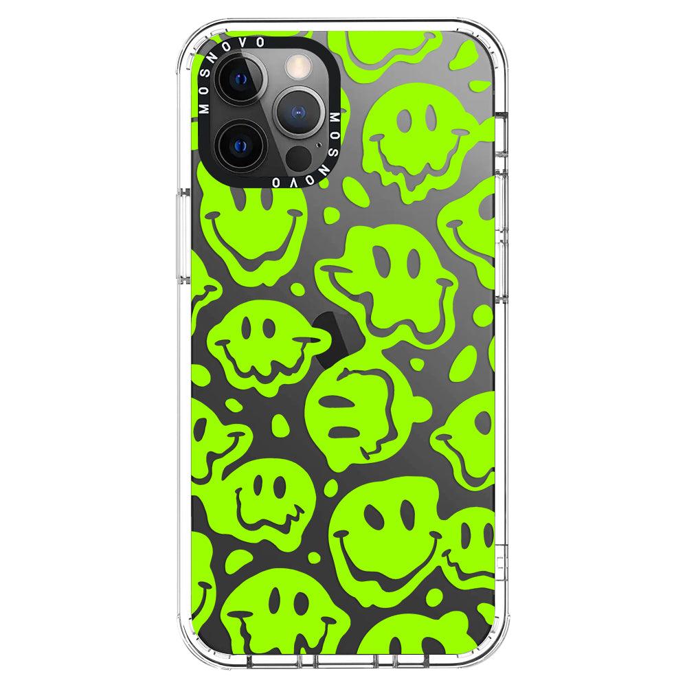 Distorted Green Smiles Face Phone Case - iPhone 12 Pro Max Case - MOSNOVO