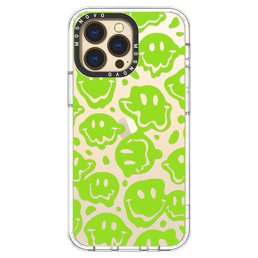 Distorted Green Smiles Face Phone Case - iPhone 13 Pro Case - MOSNOVO