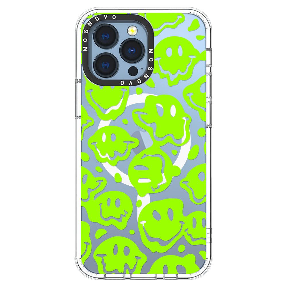 Distorted Green Smiles Face Phone Case - iPhone 13 Pro Case - MOSNOVO