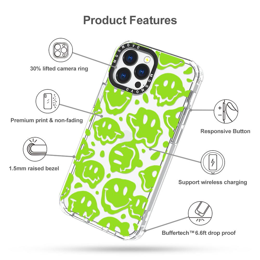 Distorted Green Smiles Face Phone Case - iPhone 13 Pro Max Case - MOSNOVO