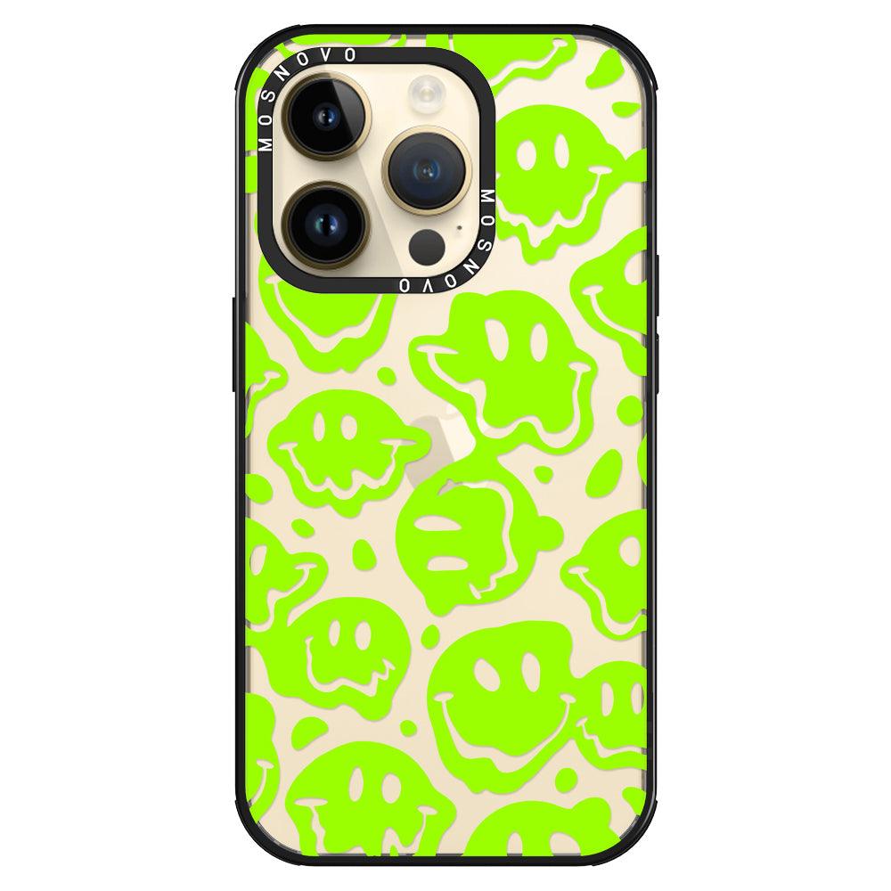 Distorted Green Smiles Face Phone Case - iPhone 14 Pro Case - MOSNOVO