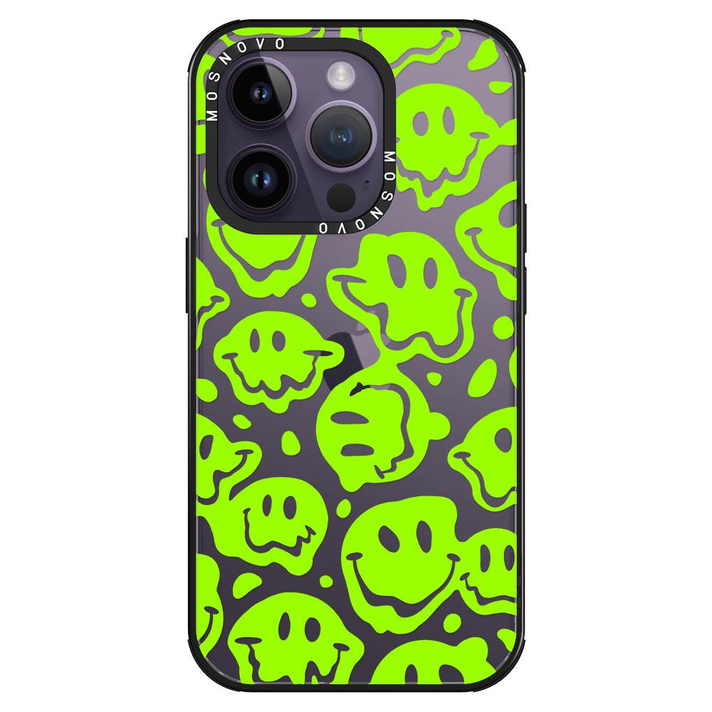 Distorted Green Smiles Face Phone Case - iPhone 14 Pro Case - MOSNOVO