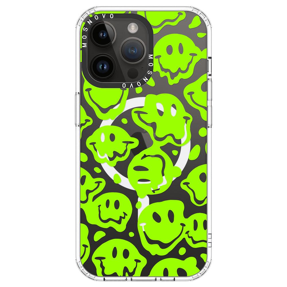 Distorted Green Smiles Face Phone Case - iPhone 14 Pro Max Case - MOSNOVO