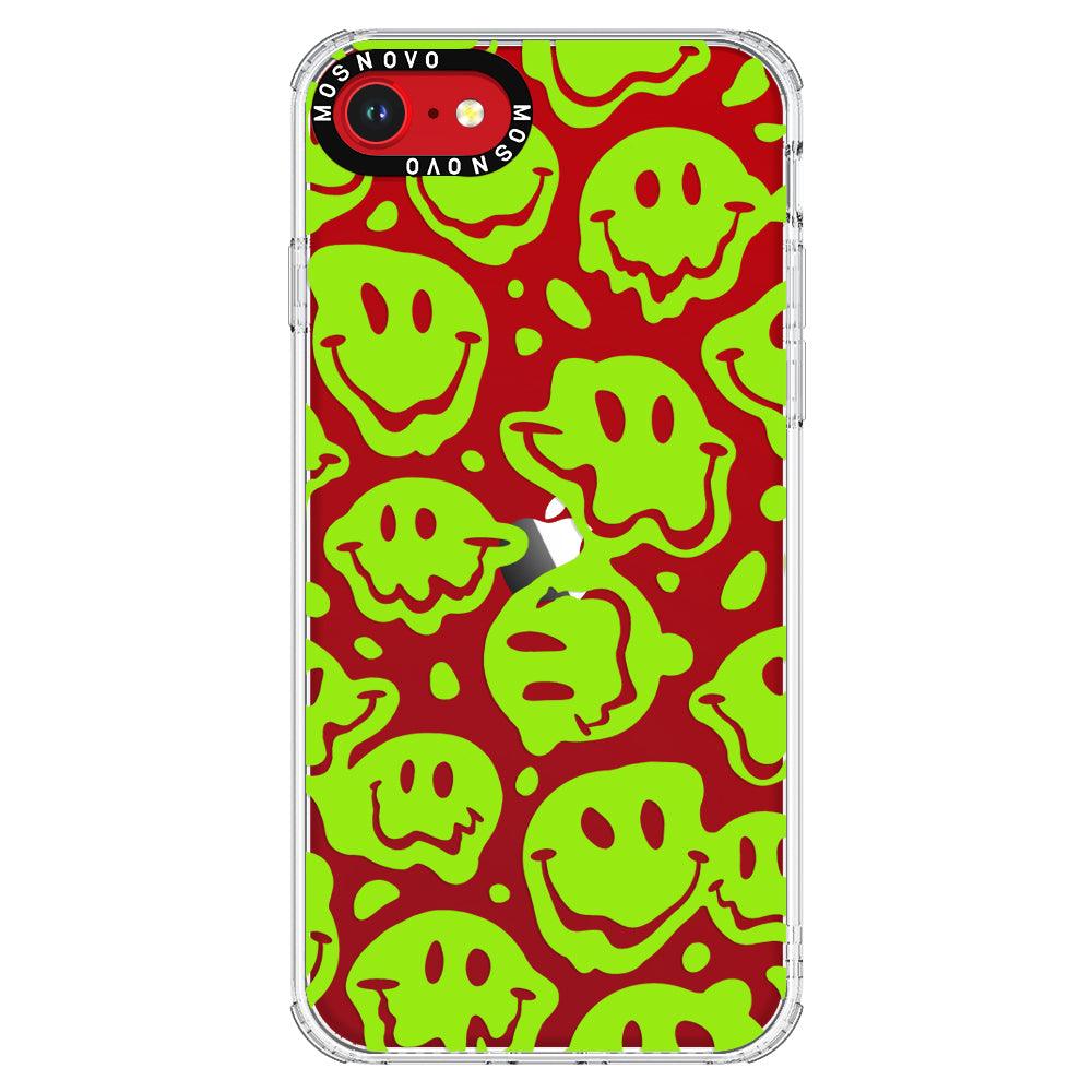 Distorted Green Smiles Face Phone Case - iPhone SE 2022 Case - MOSNOVO