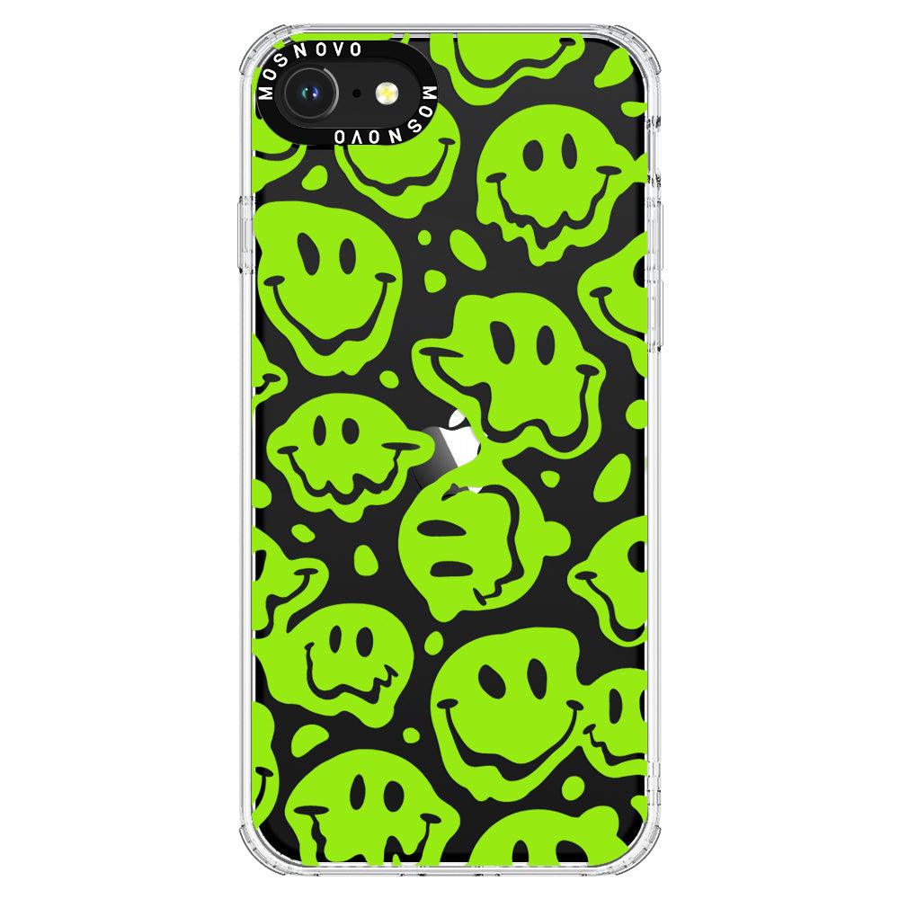 Distorted Green Smiles Face Phone Case - iPhone SE 2022 Case - MOSNOVO