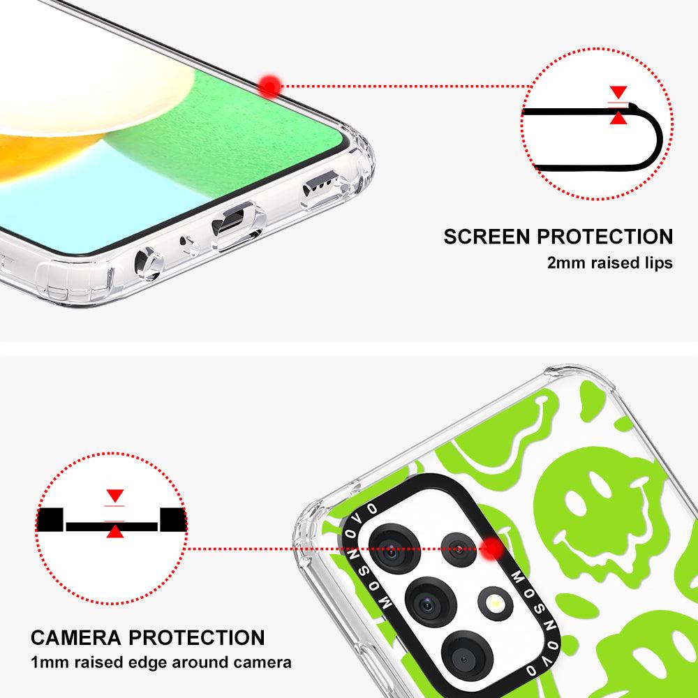 Distorted Green Smiles Face Phone Case - Samsung Galaxy A52 & A52s Case - MOSNOVO