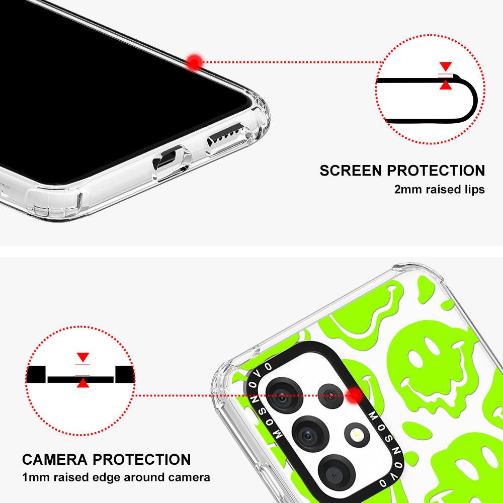 Distorted Green Smiles Face Phone Case - Samsung Galaxy A53 Case - MOSNOVO