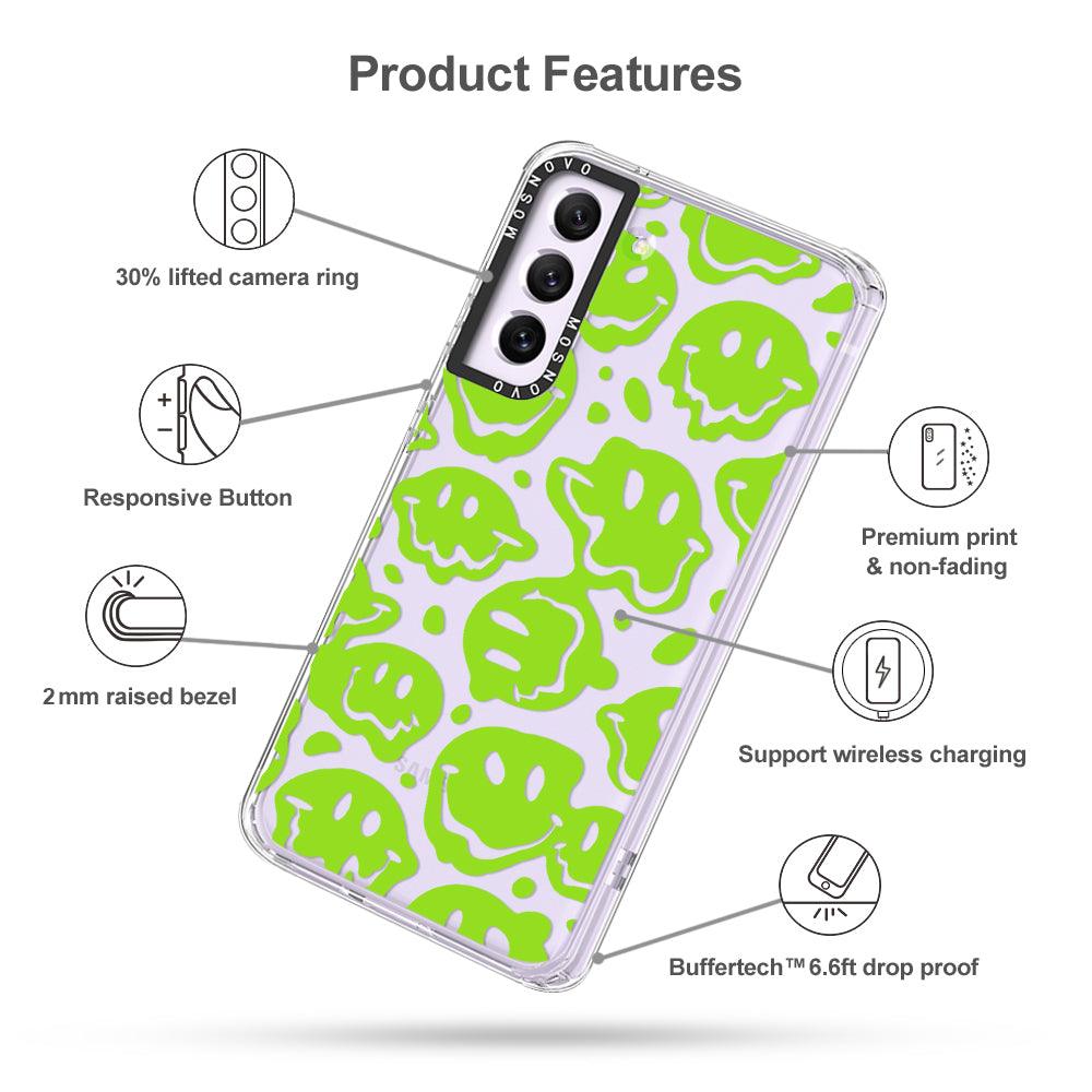 Distorted Green Smiles Face Phone Case - Samsung Galaxy S21 FE Case - MOSNOVO