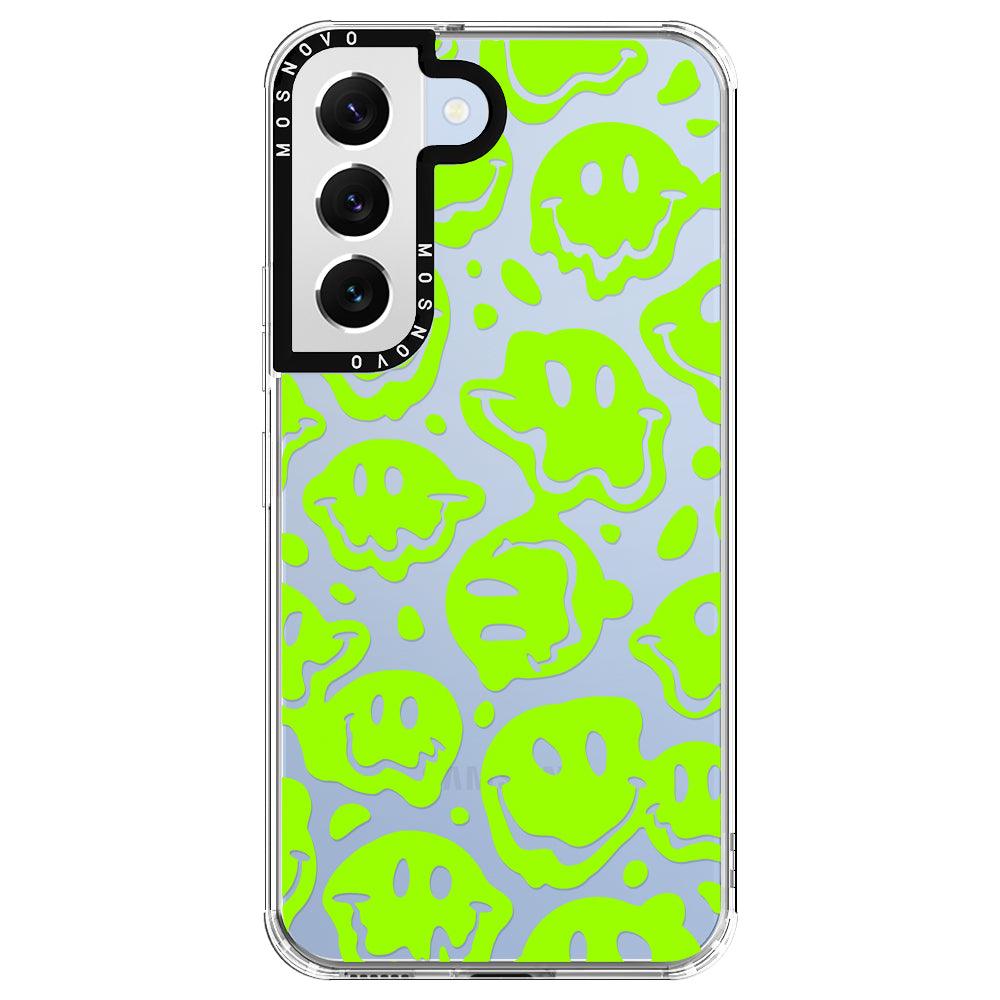 Distorted Green Smiles Face Phone Case - Samsung Galaxy S22 Case - MOSNOVO