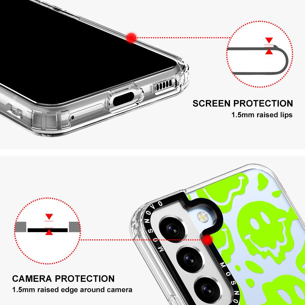 Distorted Green Smiles Face Phone Case - Samsung Galaxy S22 Case - MOSNOVO