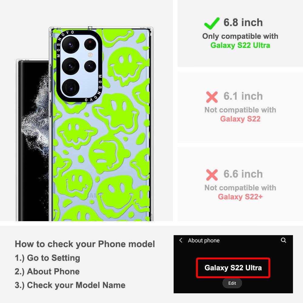 Distorted Green Smiles Face Phone Case - Samsung Galaxy S22 Ultra Case - MOSNOVO