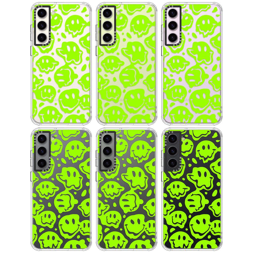 Distorted Green Smiles Face Phone Case - Samsung Galaxy S23 Plus Case - MOSNOVO