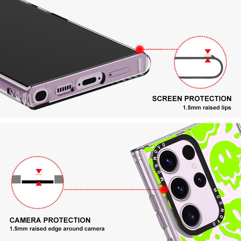 Distorted Green Smiles Face Phone Case - Samsung Galaxy S23 Ultra Case - MOSNOVO