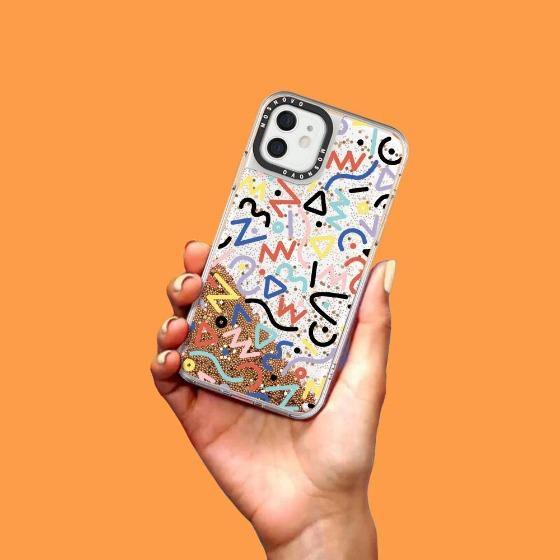 Doodle Art Glitter Phone Case - iPhone 12 Mini Case - MOSNOVO