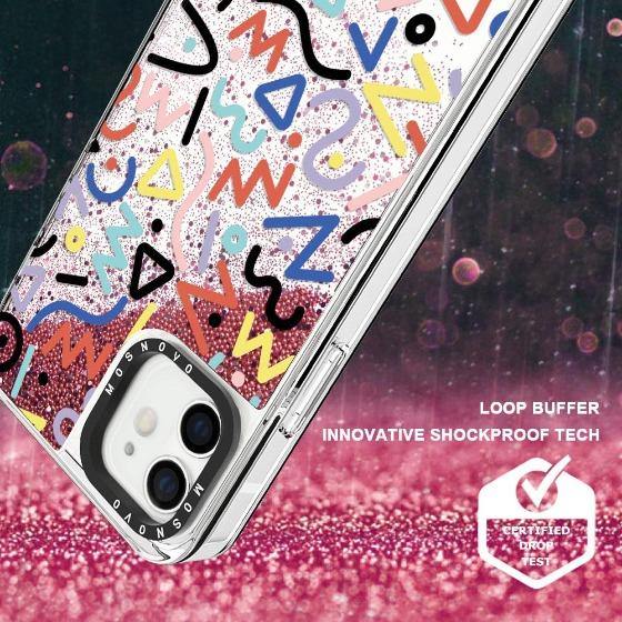 Doodle Art Glitter Phone Case - iPhone 12 Mini Case - MOSNOVO