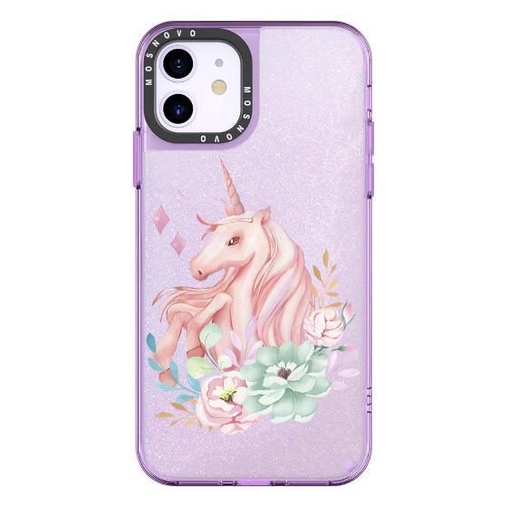 Elegant Flowers Unicorn Glitter Phone Case - iPhone 11 Case - MOSNOVO