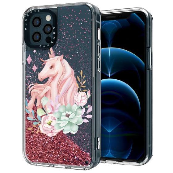 Elegant Flowers Unicorn Glitter Phone Case - iPhone 12 Pro Max Case - MOSNOVO