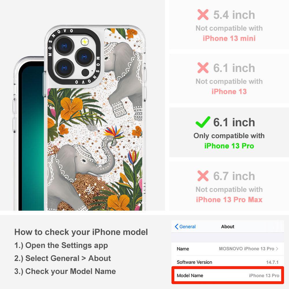 Elephant Glitter Phone Case - iPhone 13 Pro Case - MOSNOVO