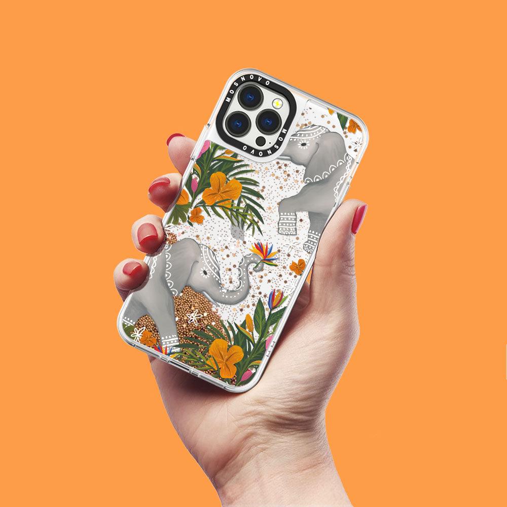 Elephant Glitter Phone Case - iPhone 13 Pro Max Case - MOSNOVO