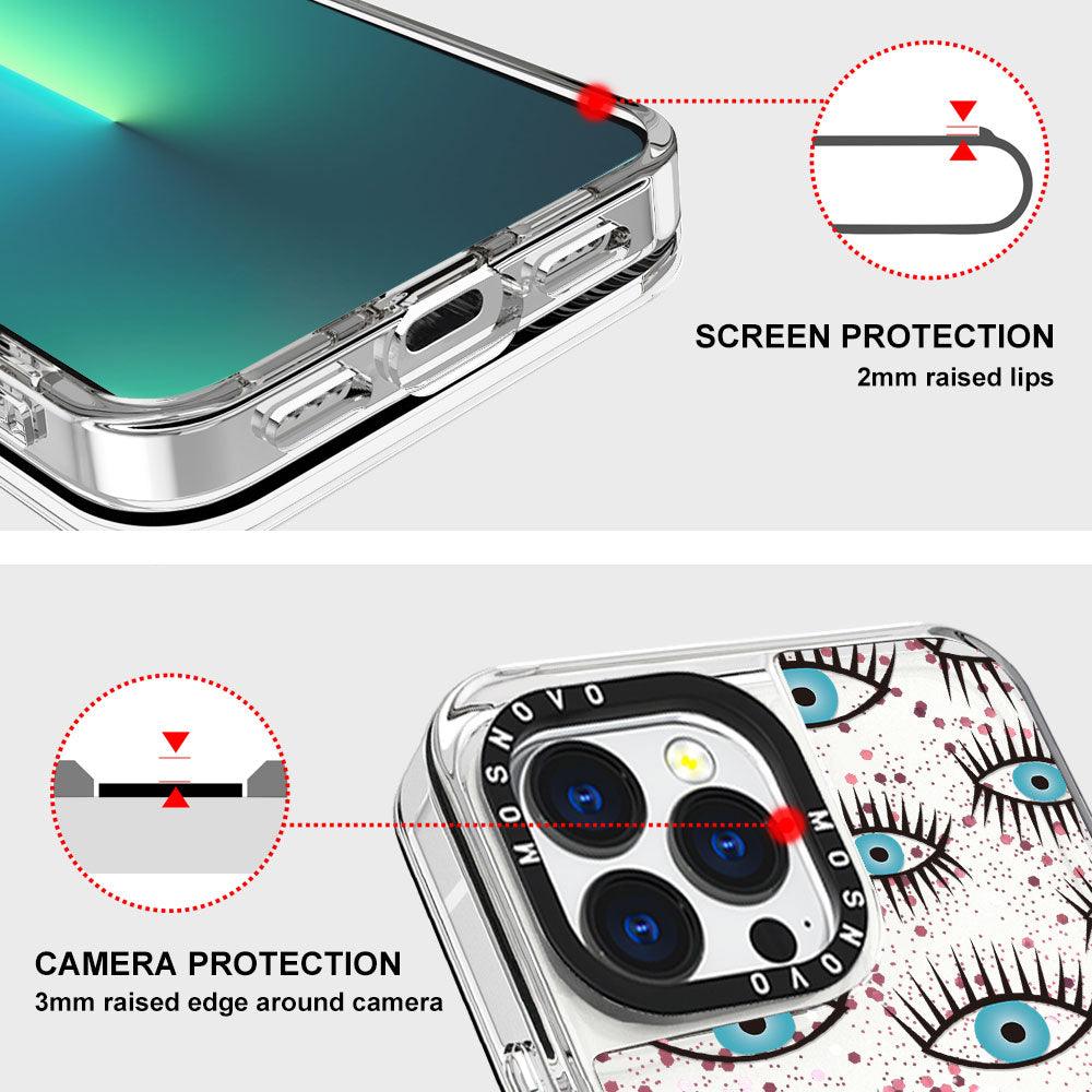 Evil Eyes Glitter Phone Case - iPhone 13 Pro Case - MOSNOVO
