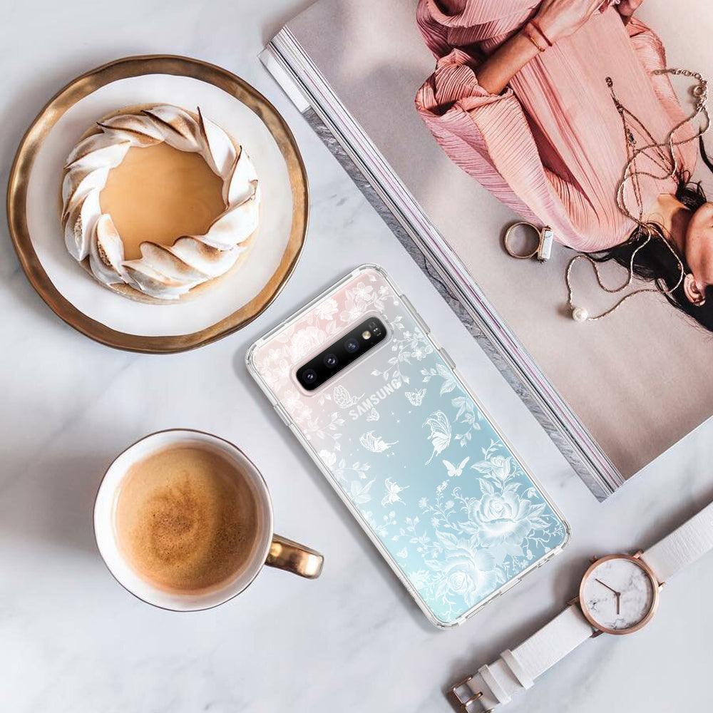 White Rose Garden Phone Case - Samsung Galaxy S10 Plus Case - MOSNOVO