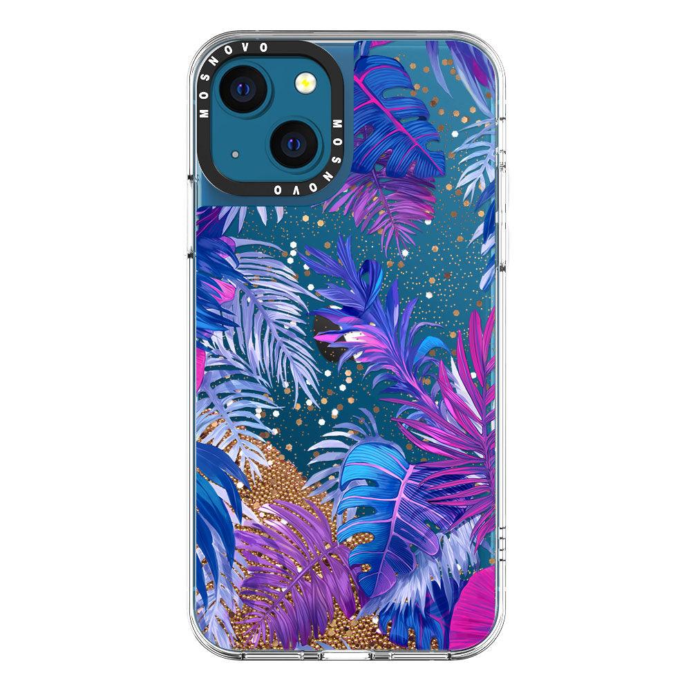 Fancy Palm Leaves Glitter Phone Case - iPhone 13 Case - MOSNOVO