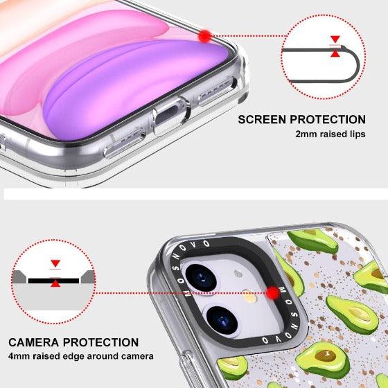 Fleshy Avocado Glitter Phone Case - iPhone 11 Case - MOSNOVO