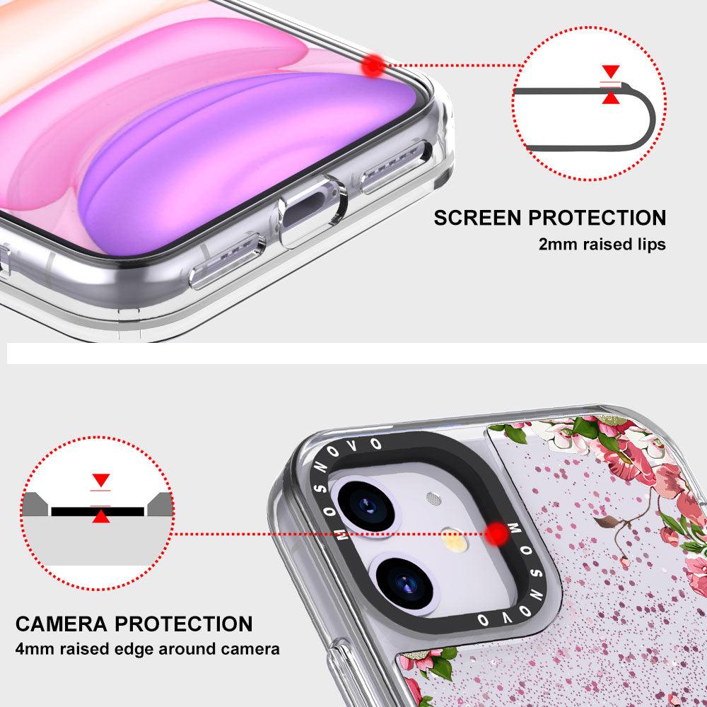 Floral Garden Glitter Phone Case - iPhone 11 Case - MOSNOVO