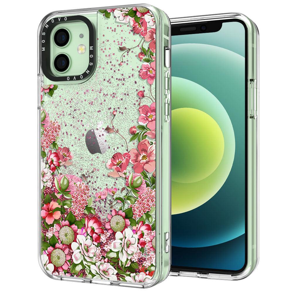 Floral Garden Glitter Phone Case - iPhone 12 Case - MOSNOVO