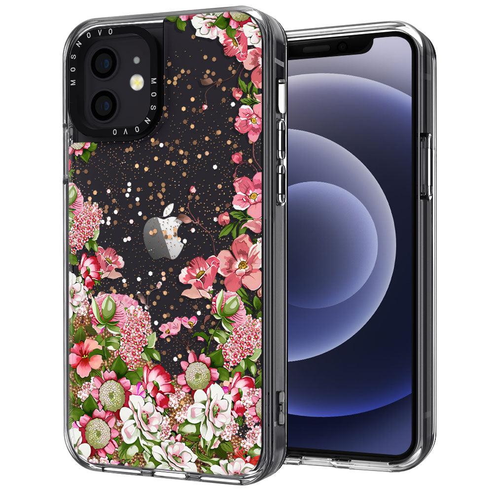 Floral Garden Glitter Phone Case - iPhone 12 Case - MOSNOVO