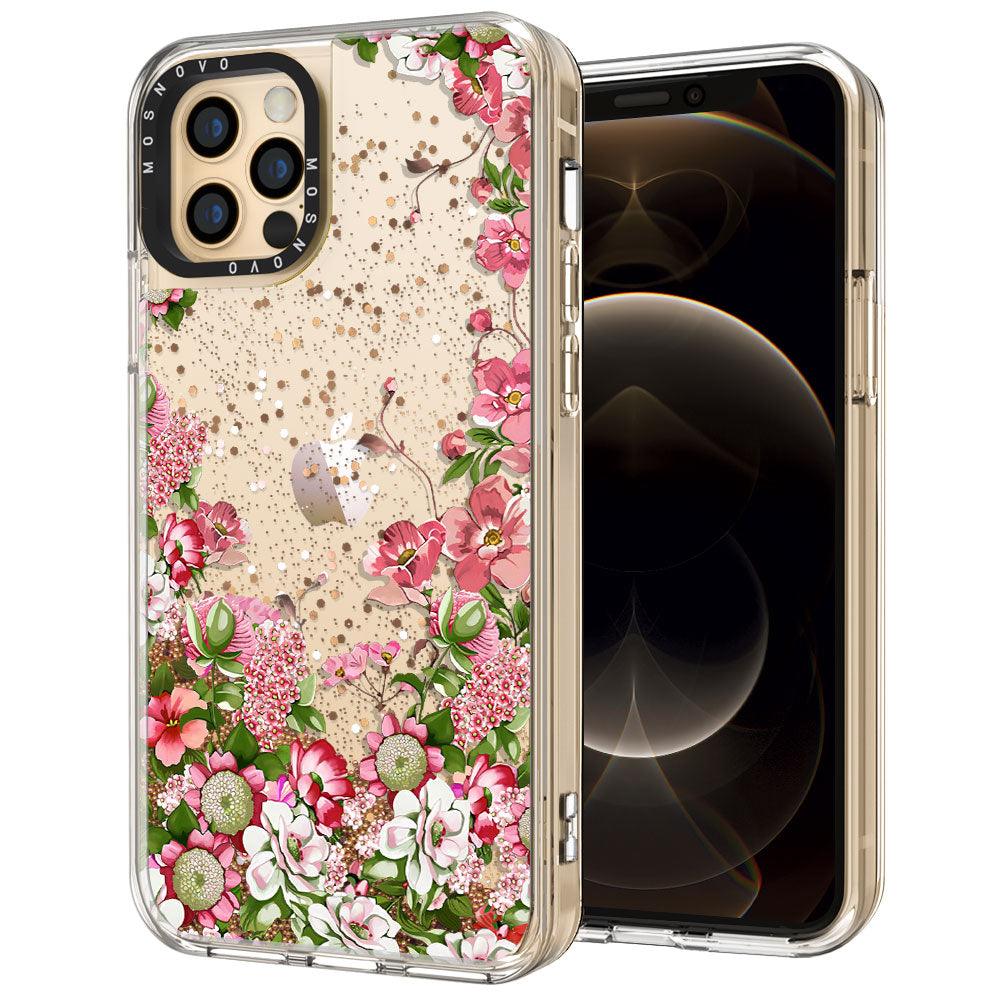 Floral Garden Glitter Phone Case - iPhone 12 Pro Max Case - MOSNOVO