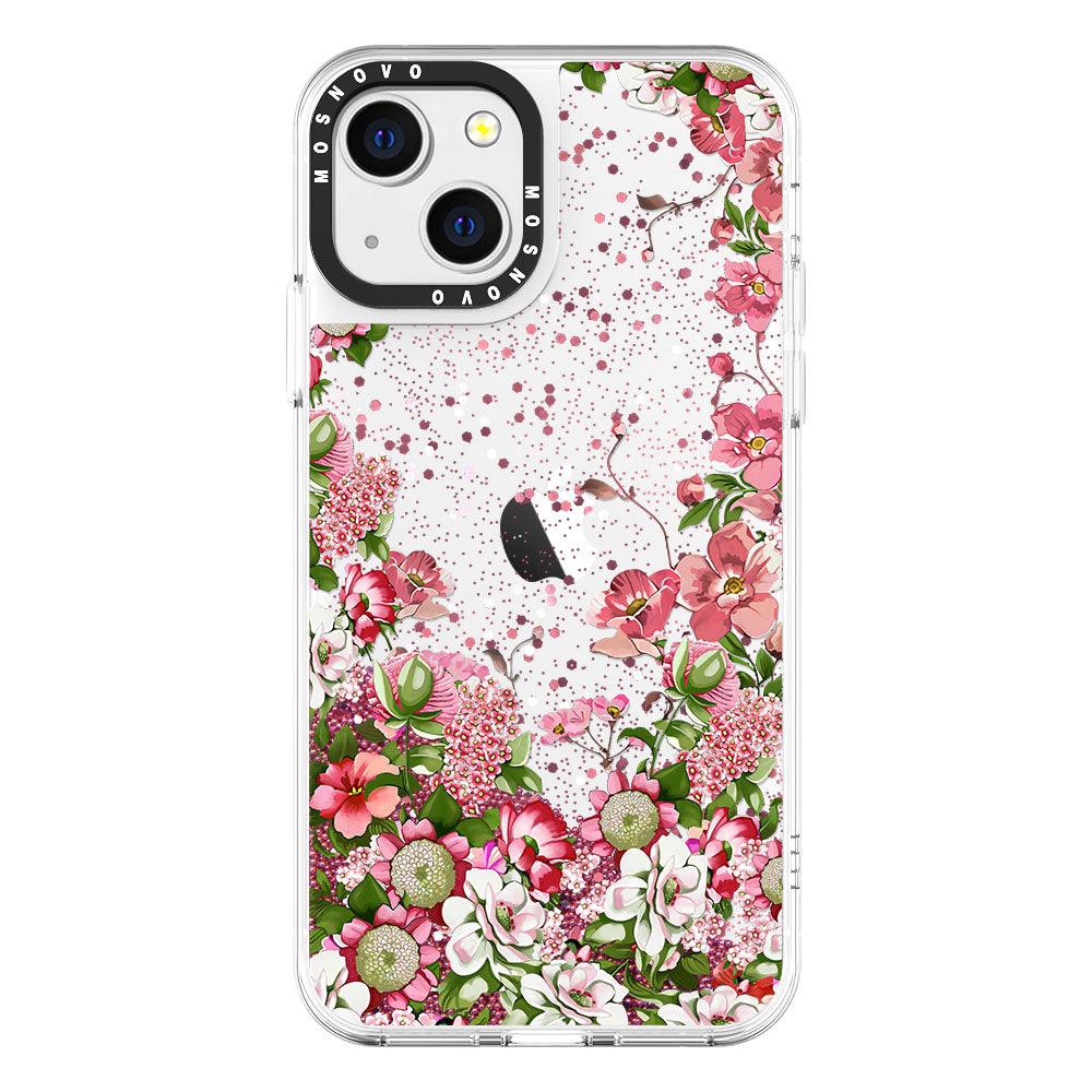 Floral Garden Glitter Phone Case - iPhone 13 Case - MOSNOVO